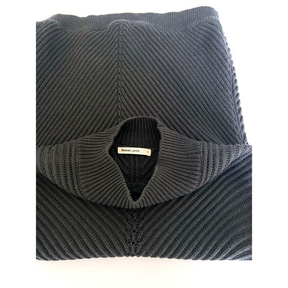 Marine Layer Sweater Womens Size Small Black Ribbed Wool Blend Mock Neck Skylar - Picture 5 of 6